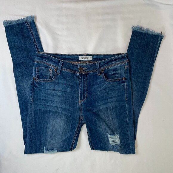 Almost Famous Jeans Size 11 Roll Cuff Distressed Medium Wash - Picture 1 of 9